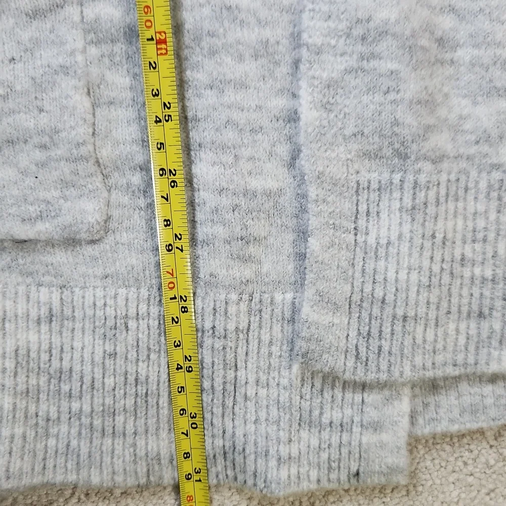 Gray and Cream Striped Cardigan Sweater-small